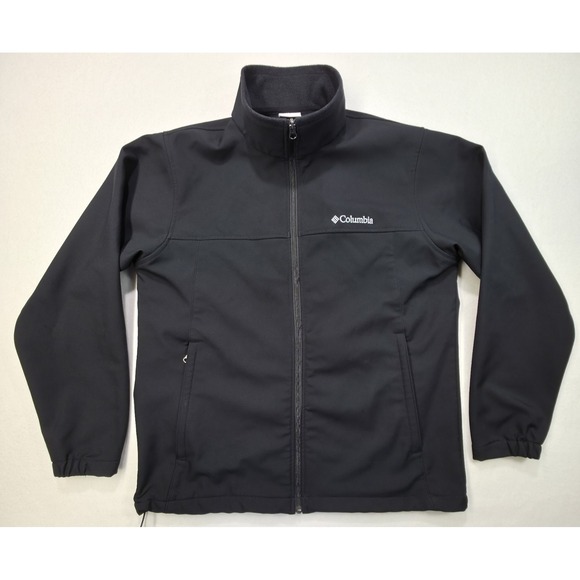 Columbia Softshell Jacket Mens Size L Black Full Zip Pockets Lined Windbreaker - Picture 1 of 10